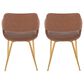 LumiSource Margarite Arm Chair with Brown Faux Leather Cushion in Gold Metal  (Set of 2), , large