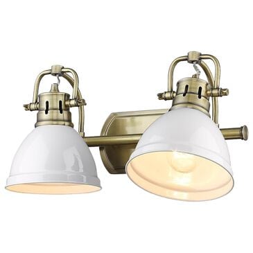 Golden Lighting Duncan 2-Light Bath Vanity in Aged Brass and Glossy White, , large