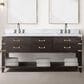 Lexora Home Norwalk 72" Double Bathroom Vanity in Brown Oak with White Carrara Marble Top and Rectangular Sinks, , large