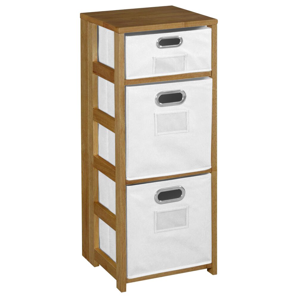 Regency Global Sourcing Flip Flop 34" Folding Bookcase with Bins in Medium Oak/White, , large
