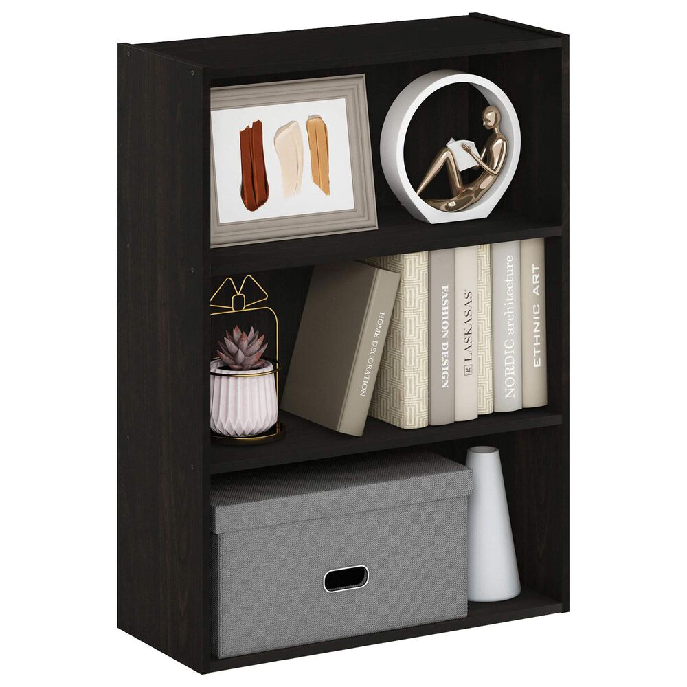 HOMLUX 3-Tier Open Shelf Bookcase in Espresso, , large