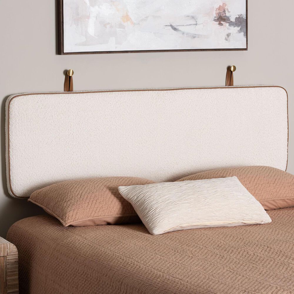 Baxton Studio Belden Boucle Queen Upholstered Panel Headboard in Cream, , large