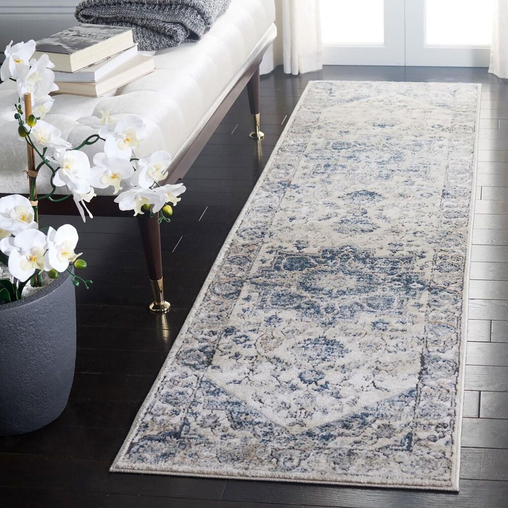 Safavieh Oregon 2&#39;2&quot; x 8&#39; Ivory and Blue Runner, , large
