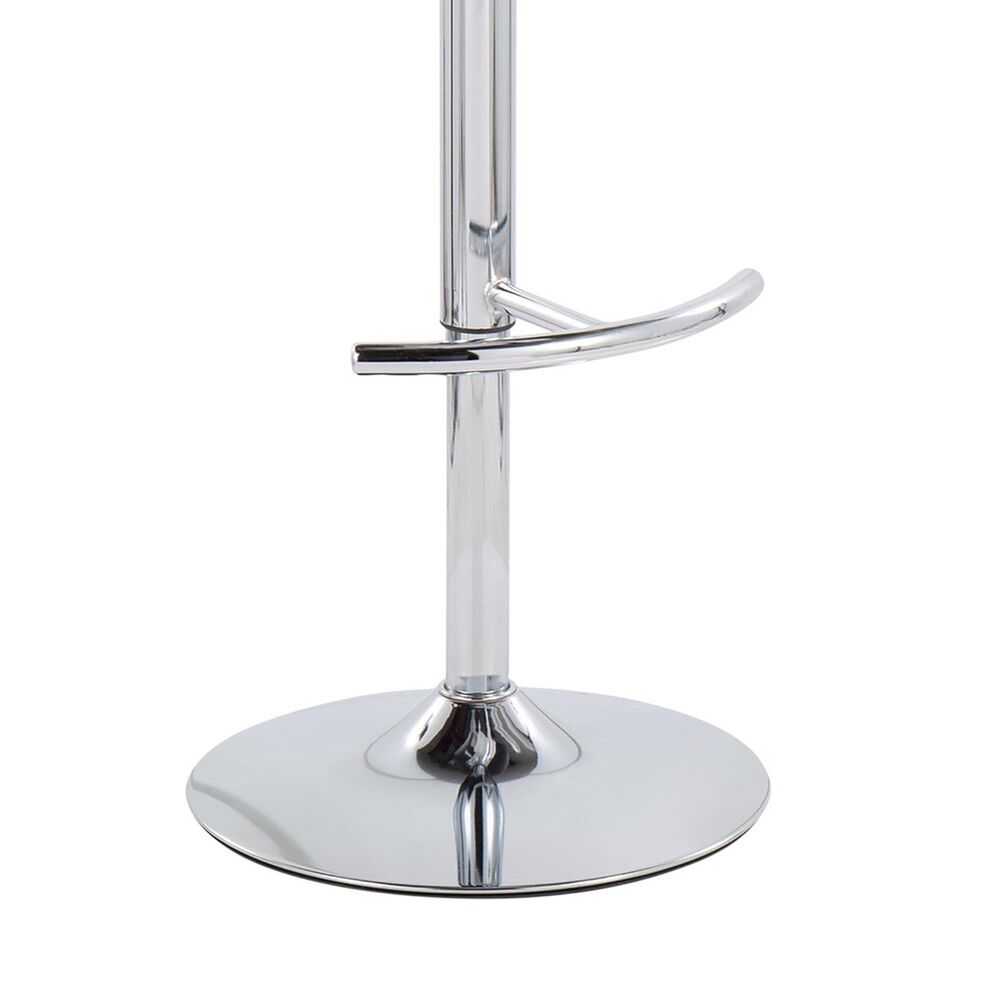 LumiSource Fabrico Swivel Adjustable Bar Stool with Black Faux Leather Upholstery and Rounded T Footrest in Chrome (Set of 2), , large