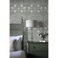 NextWall Stenciled Floral 216" x 20.5" Peel and Stick Wallpaper in Alloy Grey, , large