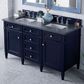 James Martin Vanities Brittany 60" Double Bathroom Vanity in Victory Blue with 3 cm Charcoal Soapstone Quartz Top, , large