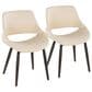 LumiSource Fabrico Side Chair with Cream Faux Leather Cushion in Dark Walnut (Set of 2), , large