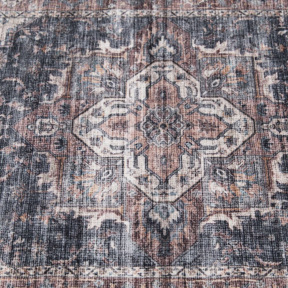 Central Oriental Rugease Velveteen Chantal Rust and Dark Grey 2&#39;3&quot; x 6&#39; Runner, , large