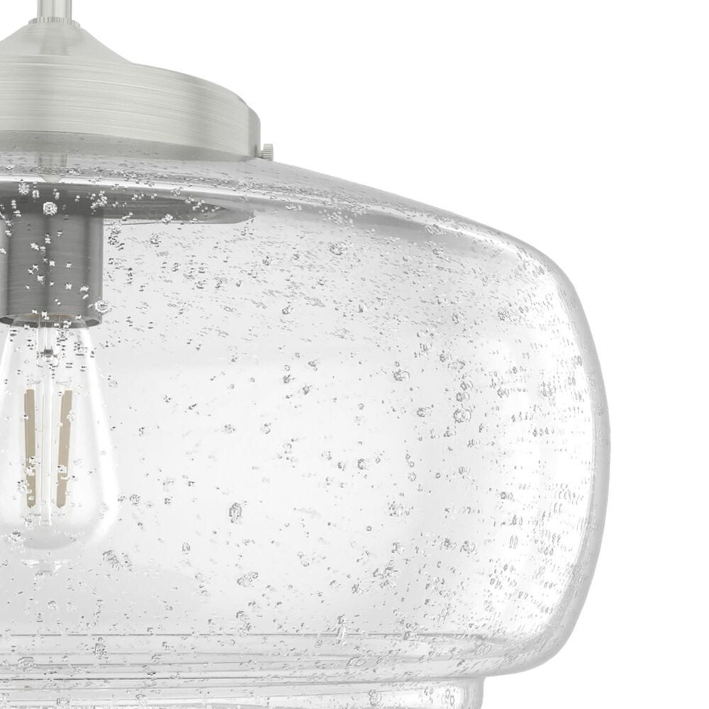 Hunter Saddle Creek 16&quot; 1-Light Pendant with Clear Seeded Shade in Brushed Nickel, , large