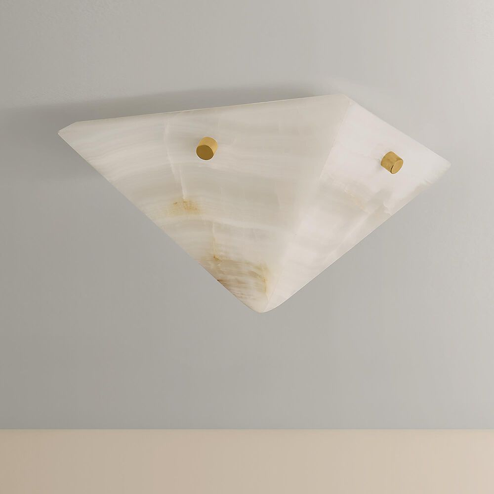 Troy Lighting Geo 1-Light Flush Mount in Vintage Brass, , large