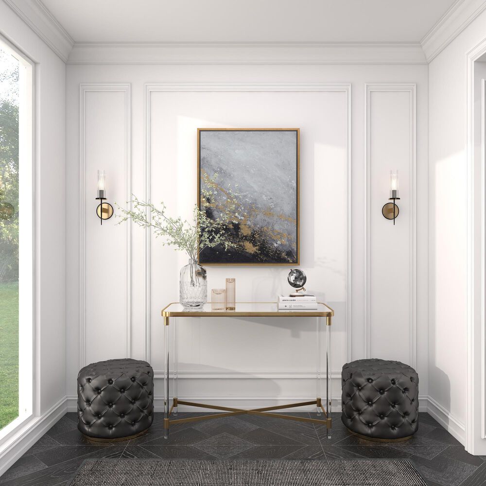 CosmoLiving by Cosmopolitan 40&quot; x 30&quot; Abstract Corner Wall Art in Black, Metallic Gold, White and Smoky Gray, , large