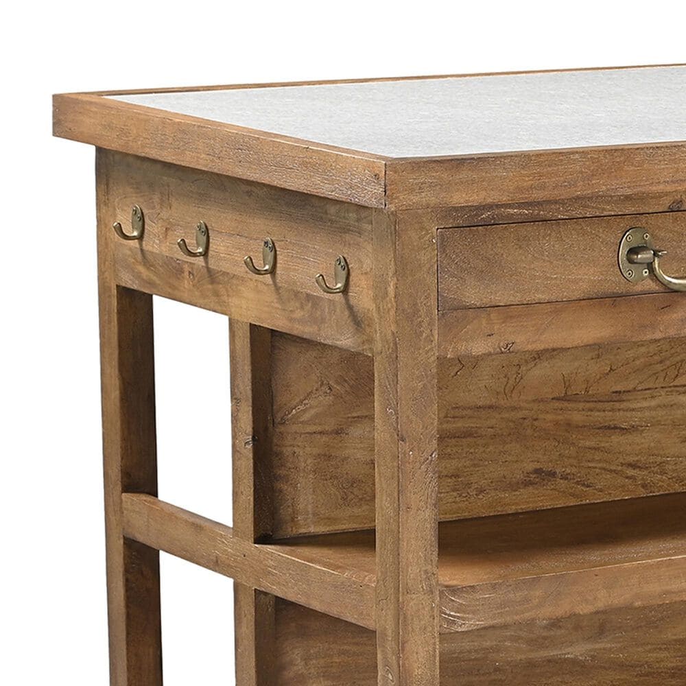 Home Trends &amp; Design Manila 58" Kitchen Island Table in Natural and White, , large