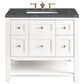 James Martin Vanities Breckenridge 36" Single Bathroom Vanity in Bright White with 3 cm Parisien Bleu Quartz Top and Rectangular Sink, , large