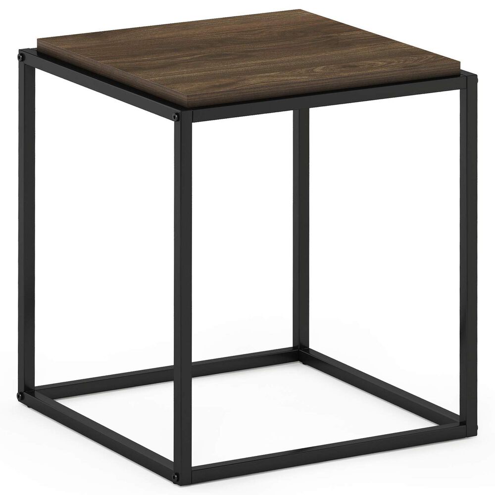 HOMLUX Cube Stackable End Table in Columbia Walnut and Black, , large