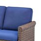 Sunwell Garden 32"H 3-Seater Outdoor Sofa with Wide Armrests and Navy Cushion in Brown, , large
