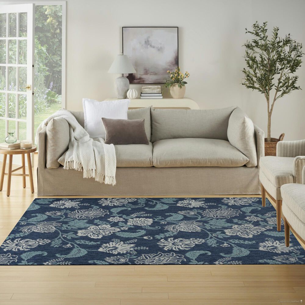 Nourison Garden Oasis GOA03 Navy 5&#39; x 7&#39; Indoor/Outdoor Area Rug, , large