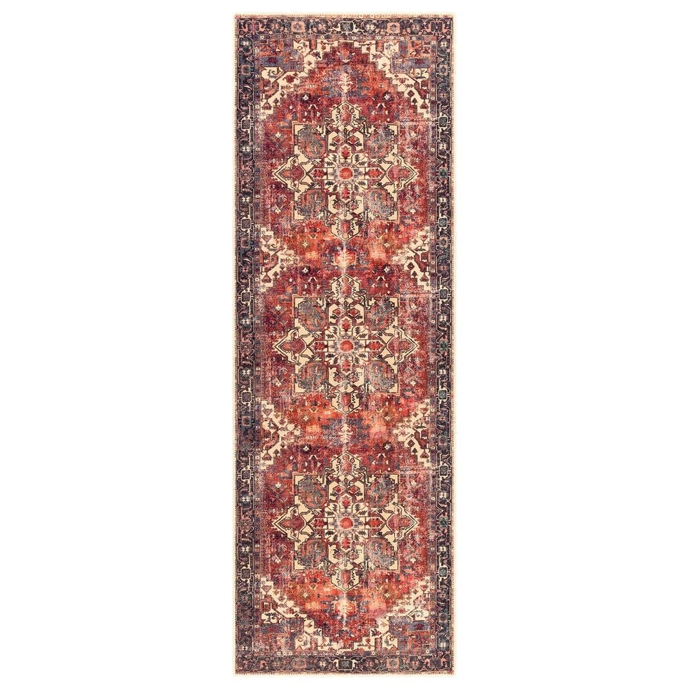Surya Amelie AML-2308 2"7" x 7"10" Rust, Green, Butter, Denim, Purple, Rose and Clay Runner, , large