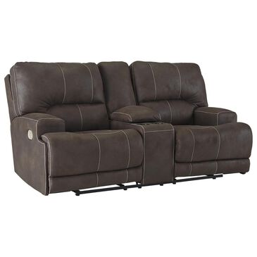 Signature Design by Ashley Kitching Power Recliner Loveseat with Adjustable Headrest in Brown, , large