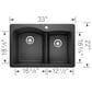 Blanco Diamond 33" 60/40 Double Bowl Dual Mount Kitchen Sink in Anthracite, , large