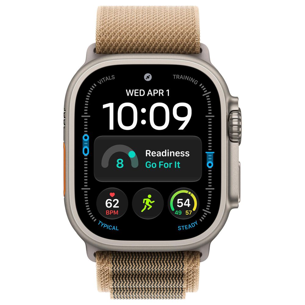 Apple Watch Ultra 4 (GPS + Cellular) 49mm Natural Titanium Case with Desert Alpine Loop - L and 2-Year AppleCare+, , large