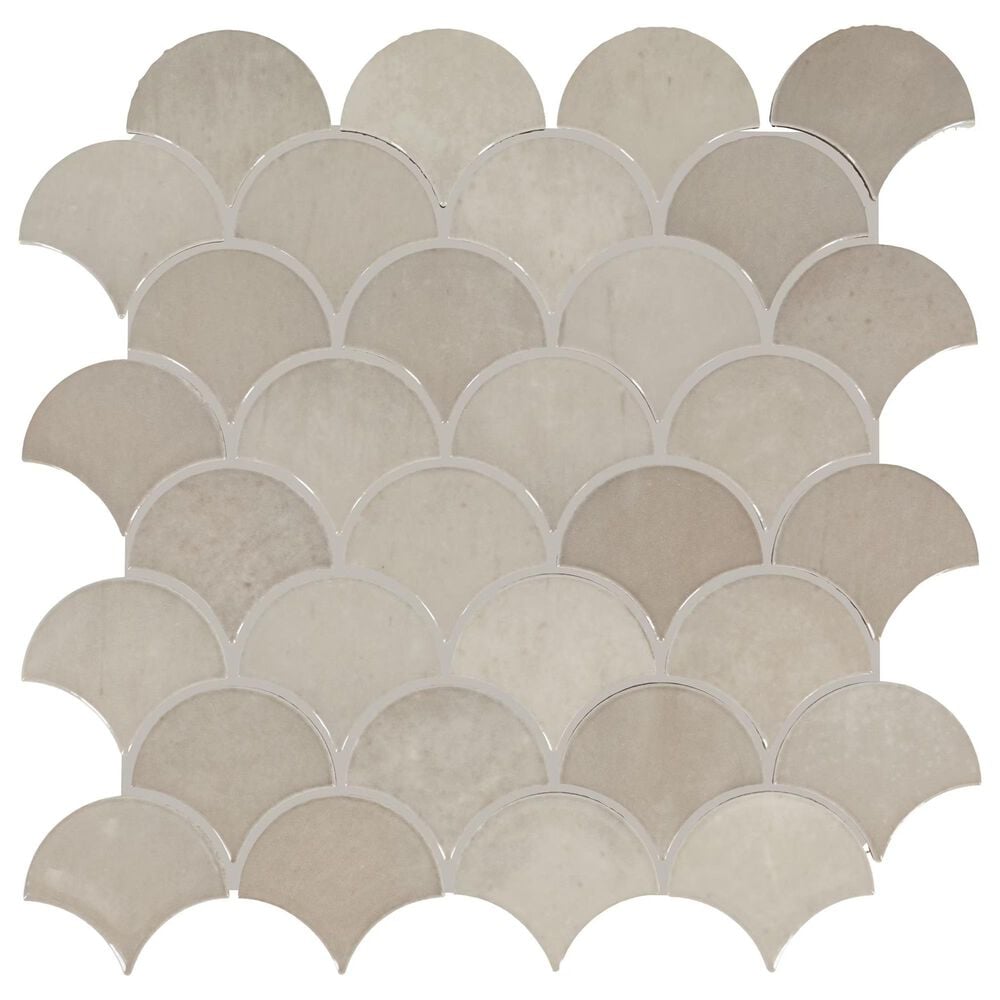 Dal-Tile Miramo Sand 3" Fan Undulated on 13.25" x 12.75" Ceramic Mosaic Sheet, , large