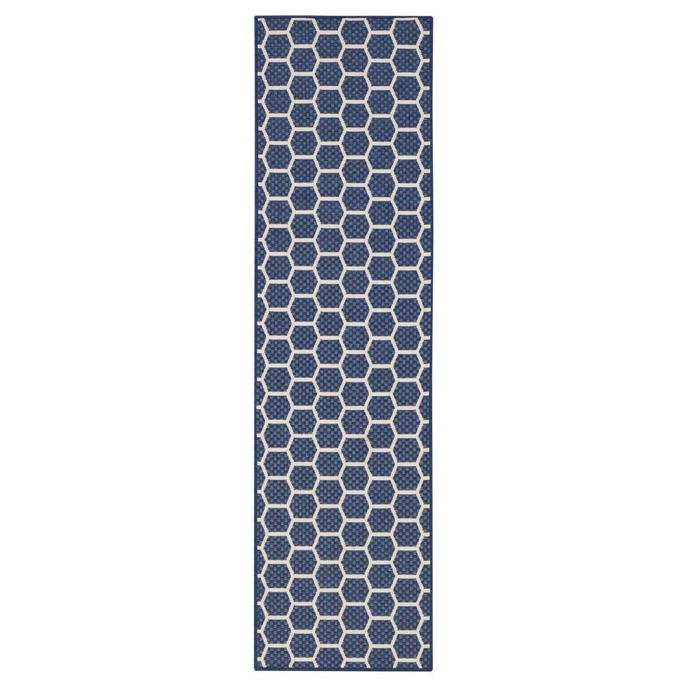 Nourison Twist Reversible 2"2" x 8" Navy Indoor/Outdoor Runner, , large