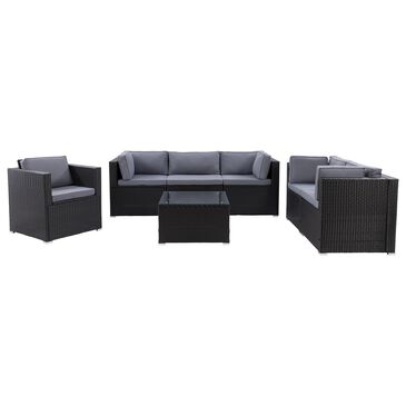 CorLiving Parksville 7-Piece Patio Sectional Set in Black/Ash Gray, , large