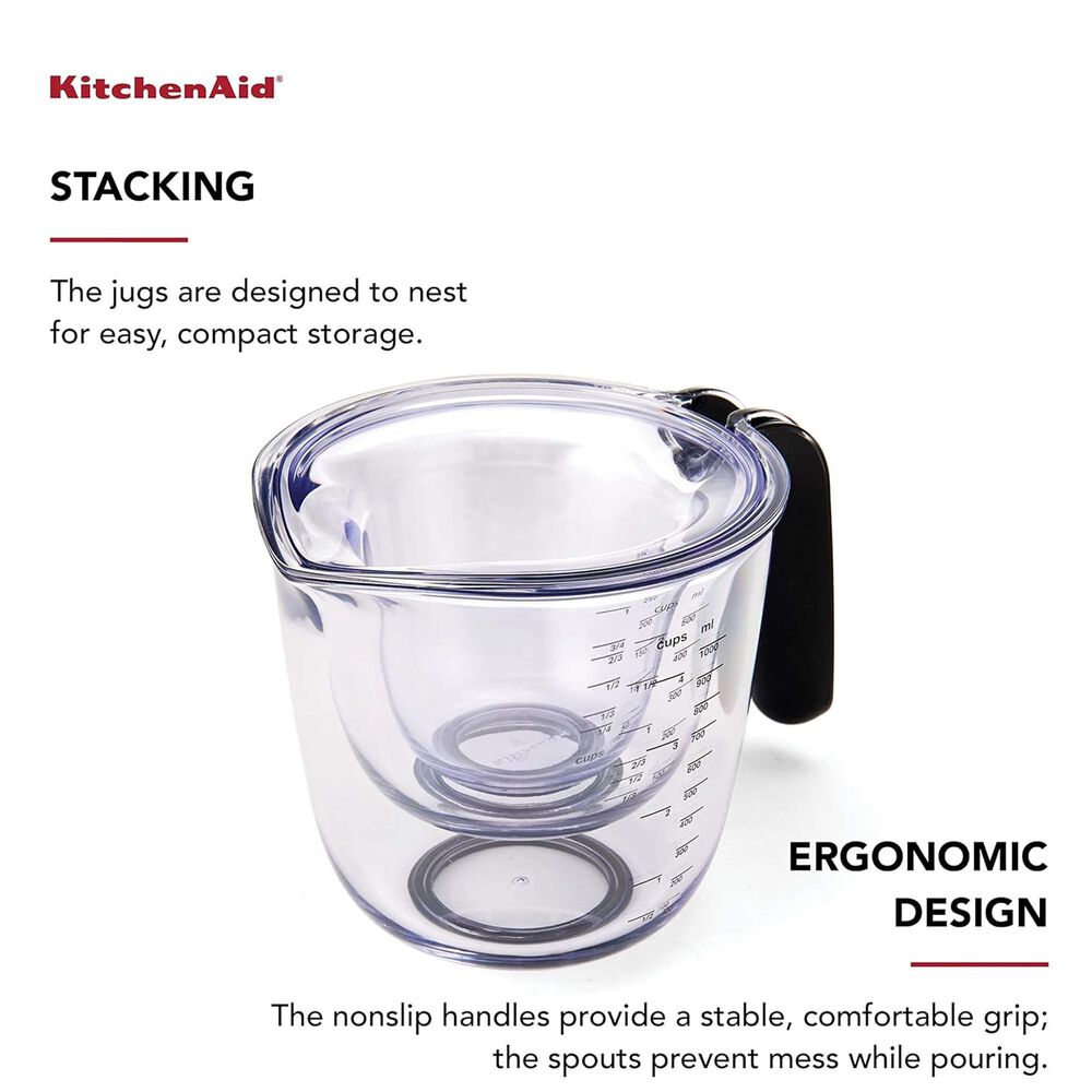 KitchenAid Gourmet 3-Piece Measuring Jugs in Onyx, , large