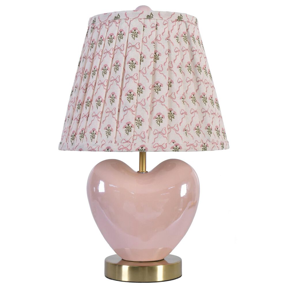 Slatehouse 17.75" Ceramic Heart Table Lamp in Pink and Gold, , large