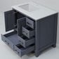 Lexora Home Jacques 36" Left Offset Single Bathroom Vanity in Dark Grey with 2 cm White Quartz Top and Rectangular Sink, , large