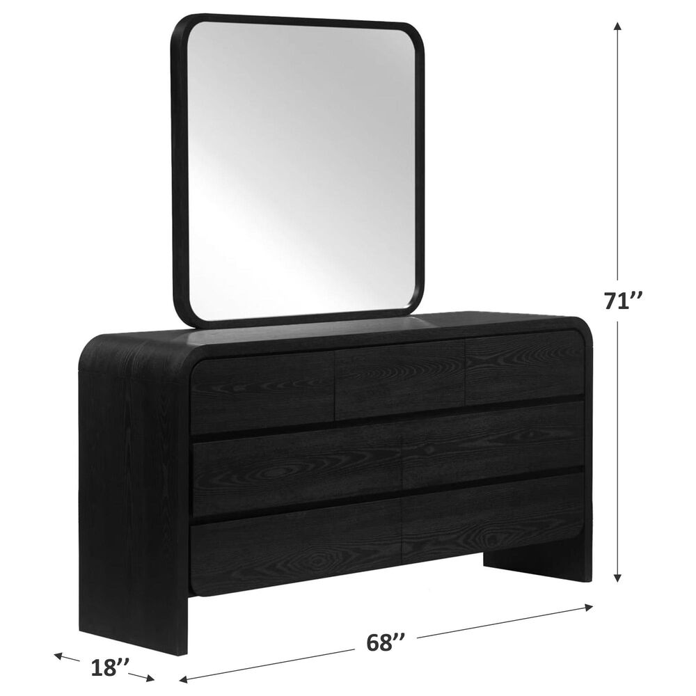 Urban Home Elora 6-Drawer Dresser and Mirror in Jet Black, , large