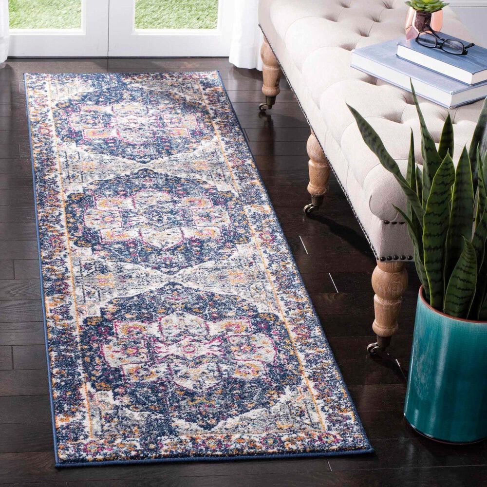 Safavieh Evoke EVK275N 2"2" x 7" Navy and Grey Runner, , large