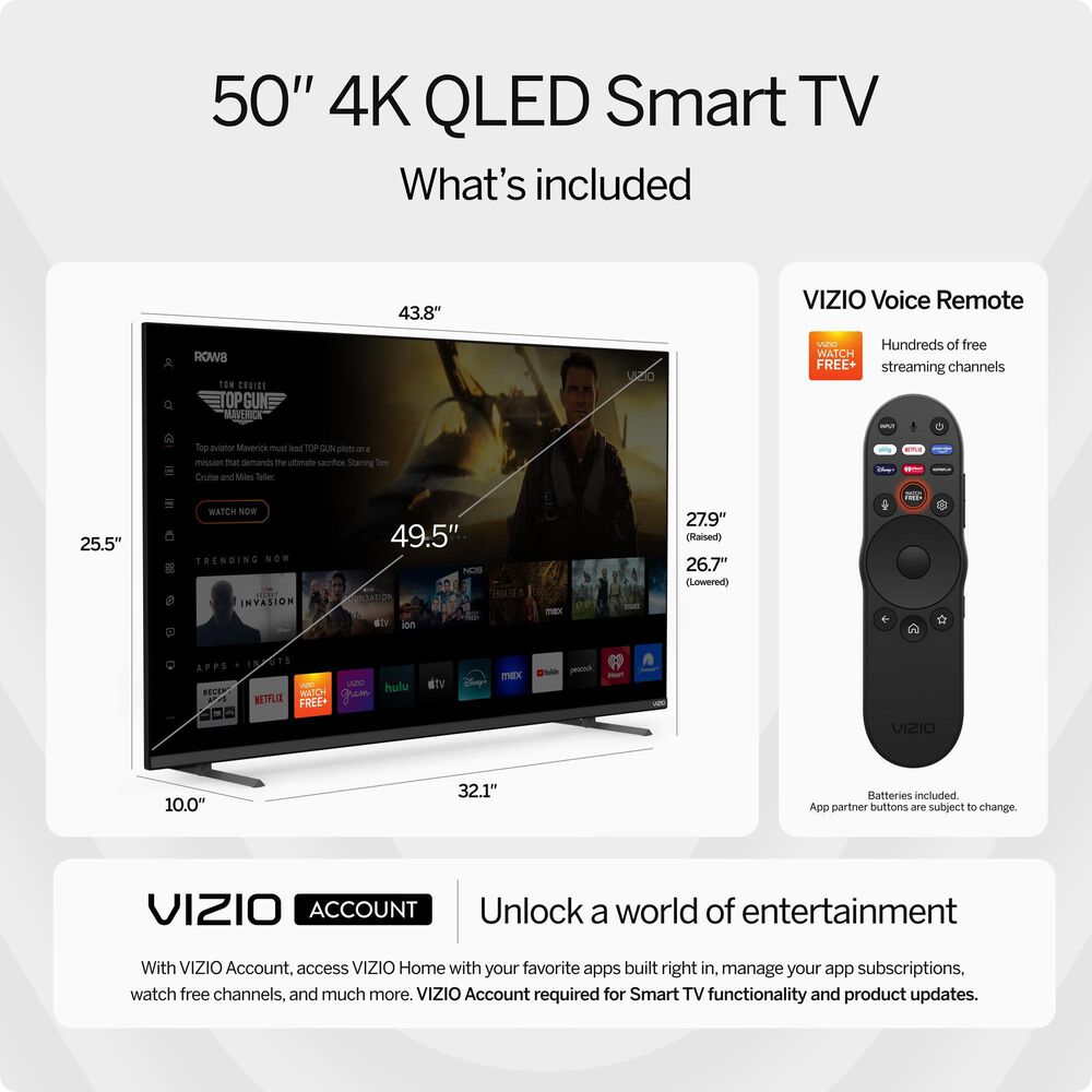 VIZIO 50&quot; Class Quantum Pro Premium 4K QLED HDR 120Hz Smart TV, , large