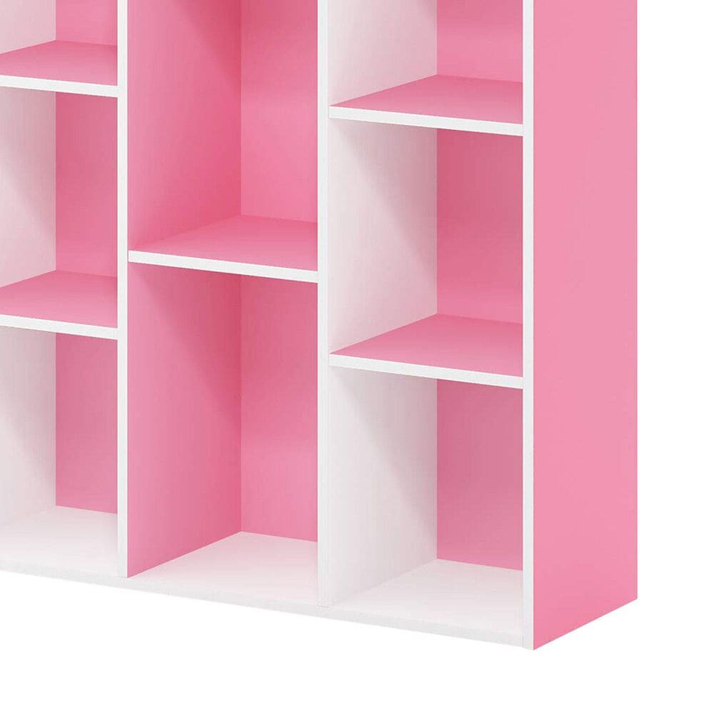 HOMLUX 11-Cube Reversible Open Shelf Bookshelf in White and Pink, , large