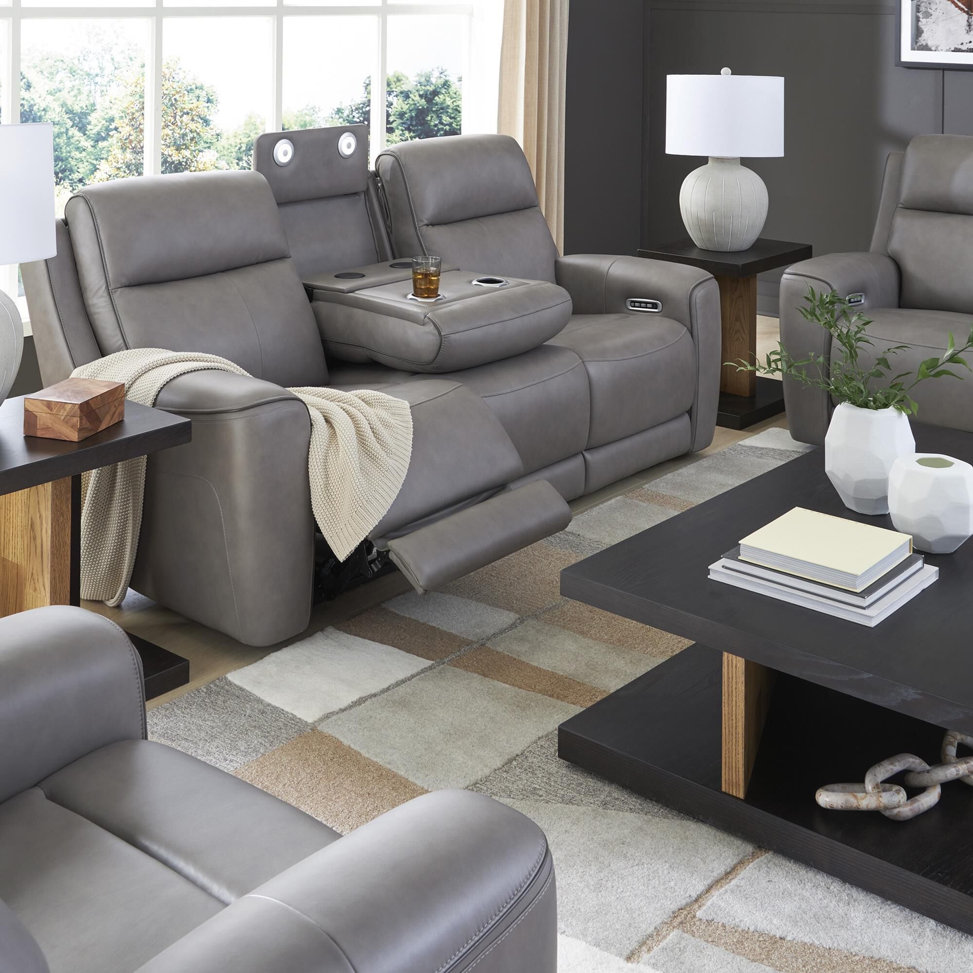 Ashley 5Z-Comfort Power Reclining Sofa and Loveseat Set in Coin