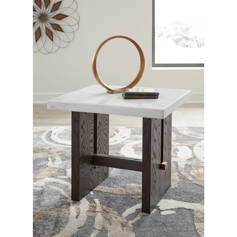Ashley Burkhaus End Table in White and Dark Brown, , large