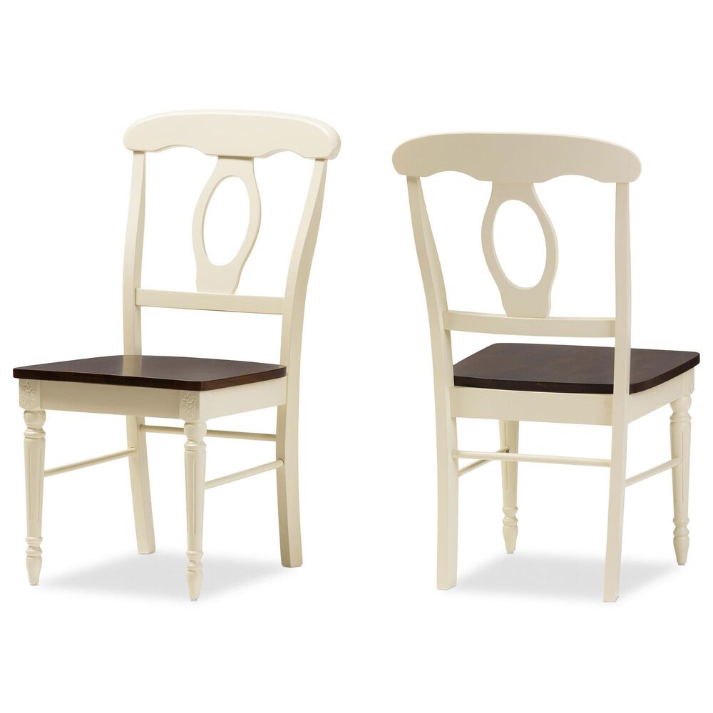 Baxton Studio Napoleon Side Chair in Antique Cherry and Buttermilk (Set of 2), , large