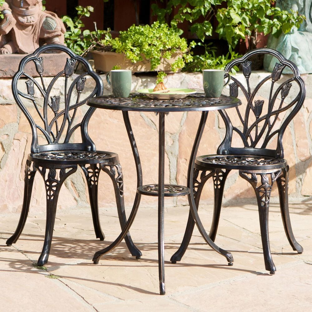 Hearth and Haven Nassau 3-Piece Bistro Set in Copper, , large