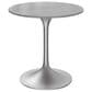 Leisuremod Verve 27" Round Dining Table with Sintered Stone Top in Brushed Chrome and White - Table Only, , large