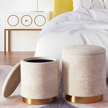 Tov Furniture Teddy Storage Ottoman in Off-White (Set of 2), , large