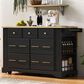 HOMLUX 51" Kitchen Island with Pull Out Trash Can Storage in Black, , large