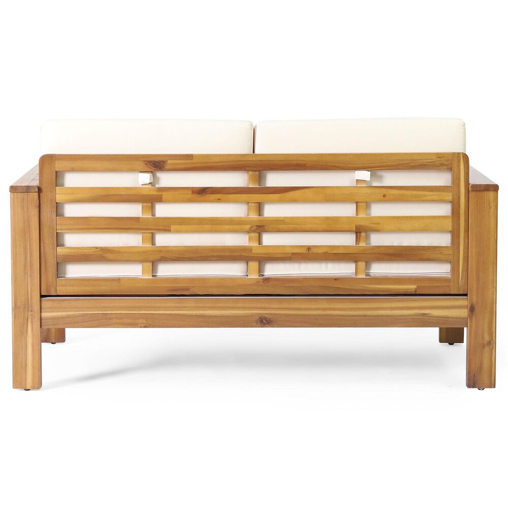 Hearth and Haven 2-Piece Patio Conversation Set with Cream Cushion in Teak, , large
