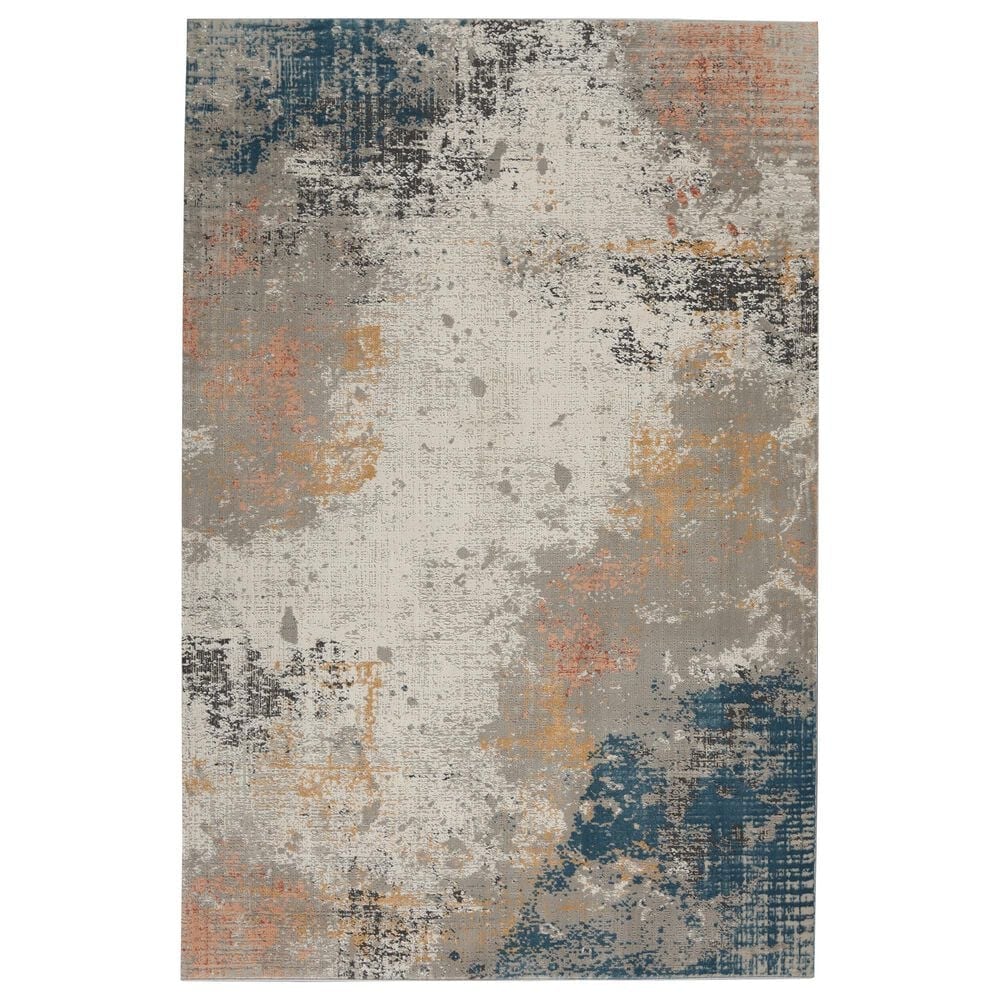 Nourison Rustic Textures RUS13 Grey and Blue 6" x 9" Area Rug, , large