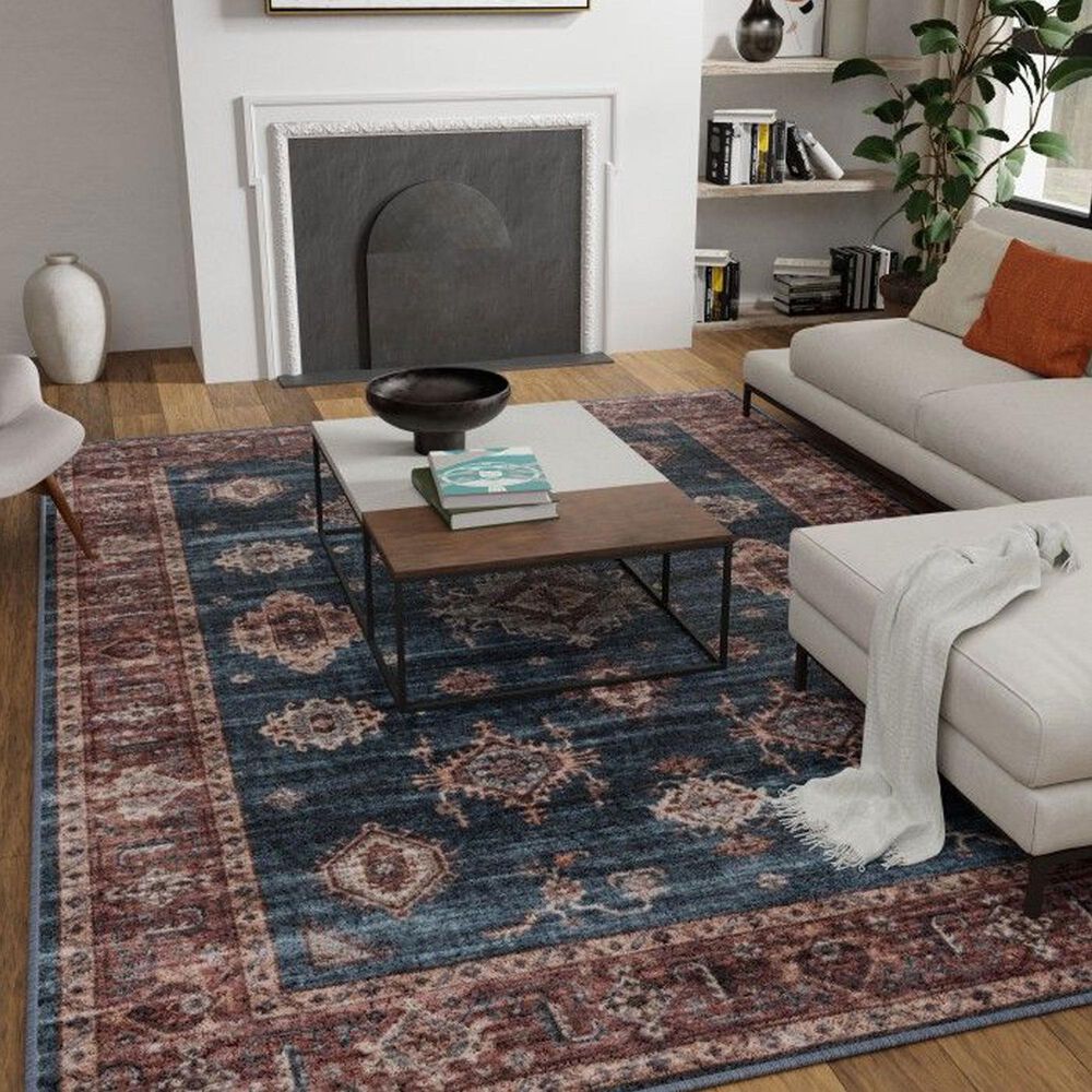 Central Oriental Rugease Velveteen Raquel Aerugo and Rust 7&#39;6&quot; x 9&#39;6&quot; Area Rug, , large