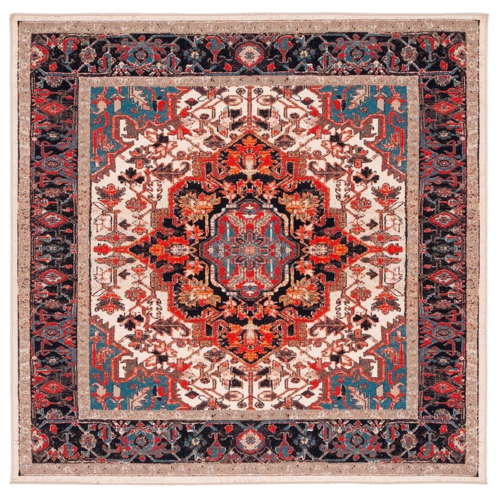 Safavieh Riviera 6"7" Square Ivory and Blue Area Rug, , large