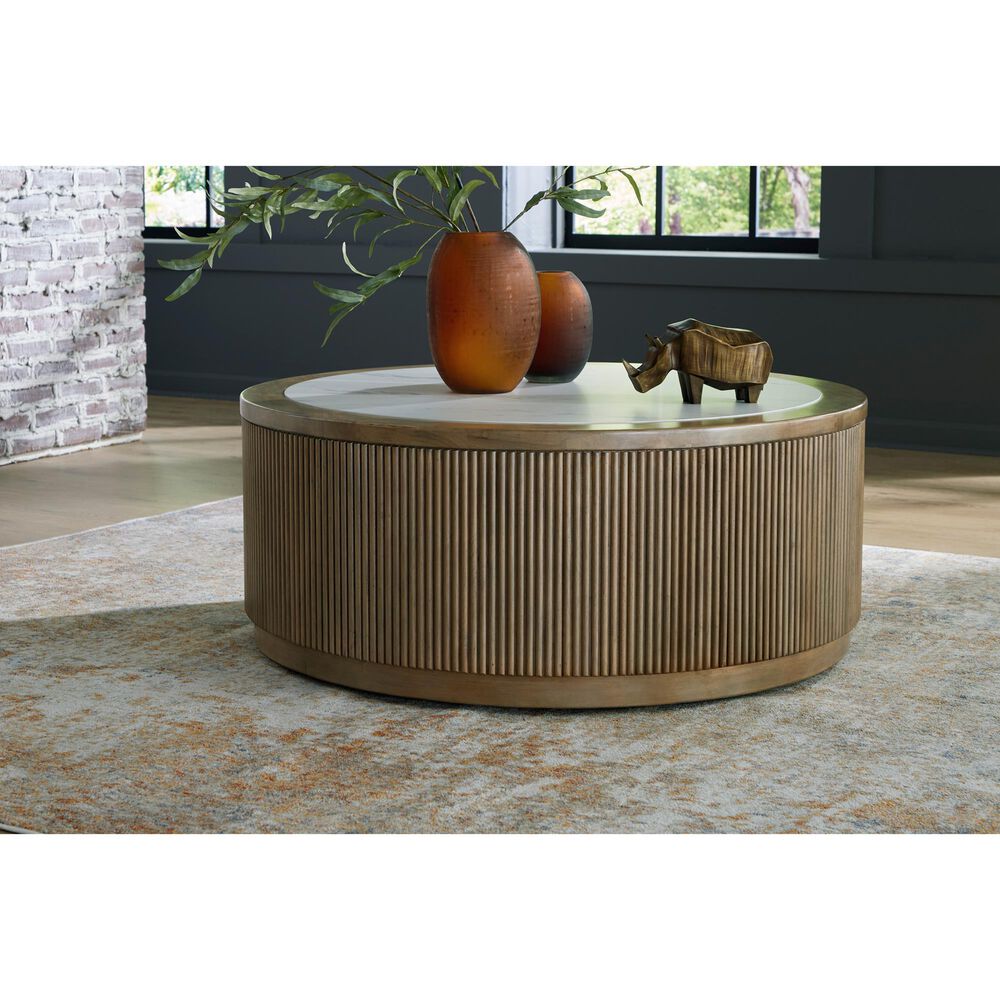 Ashley Camdill Cocktail Table in Light Brown and White, , large