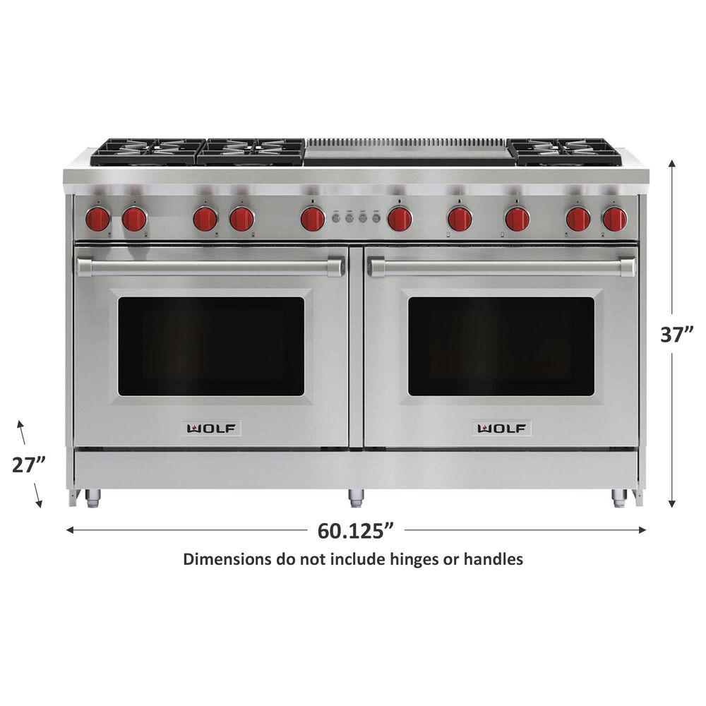 Wolf 60&quot; Double Gas Range in Stainless Steel, , large