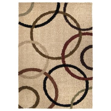 Orian Impressions Shag Circle 5"3" x 7"6" Bisque Area Rug, , large