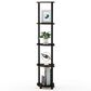HOMLUX 5-Tier Modern Tall Corner Open Bookshelf in Dark Brown and Black, , large