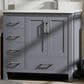 Lexora Home Jacques 36" Right Offset Single Bathroom Vanity in Dark Grey with 2 cm White Quartz Top and Rectangular Sink, , large